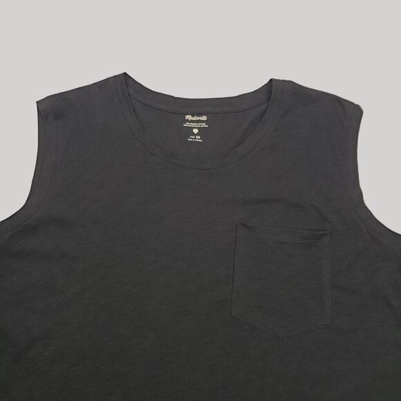 Madewell Plus Whisper Cotton Crewneck Pocket Muscle Tank True Black Women 3X NWT - Picture 11 of 16